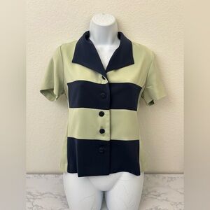 90s Y2K Helene Blake Women's Short Sleeve Button Down Blouse Sz 8P Petite Vtg E​